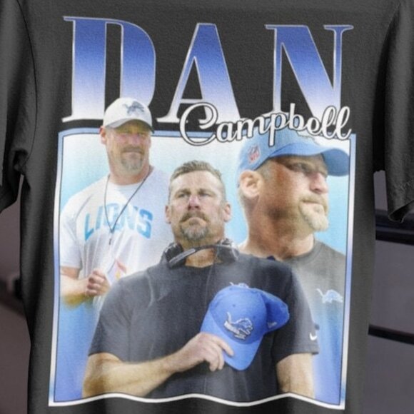 Dan Campbell Vintage Retro Style Funny Football Coach Detroit Lions T-Shirt 92 - Picture 2 of 5
